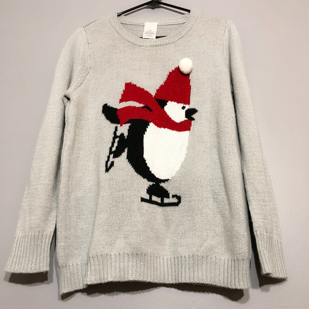 Shimmering Skating Penguin in Wintertime Sweater